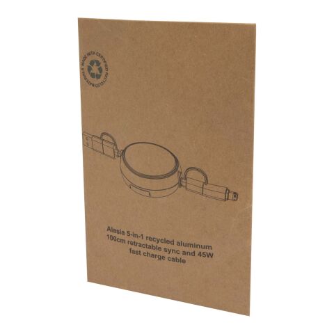 Alasia 100 cm 5-in-1 Kabel aus recyceltem Kunststoff und Aluminium, einziehbar, für Datenübertragung und mit 45W Schnellladung Standard | royalblau | ohne Werbeanbringung | Nicht verfügbar | Nicht verfügbar