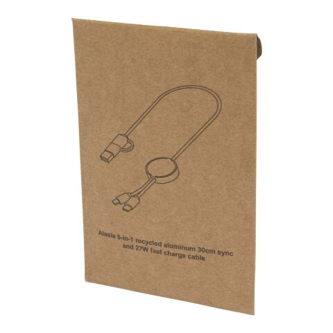 Alasia 30 cm 5-in-1 Kabel aus recyceltem Kunststoff für Datenübertragung und 27W Schnellladung Standard | silber | ohne Werbeanbringung | Nicht verfügbar | Nicht verfügbar