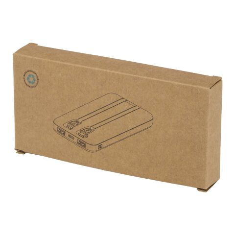Adhil 10 W 10.000 mAh Powerbank aus recyceltem Kunststoff mit 2 integrierten Kabeln Standard | schwarz | ohne Werbeanbringung | Nicht verfügbar | Nicht verfügbar