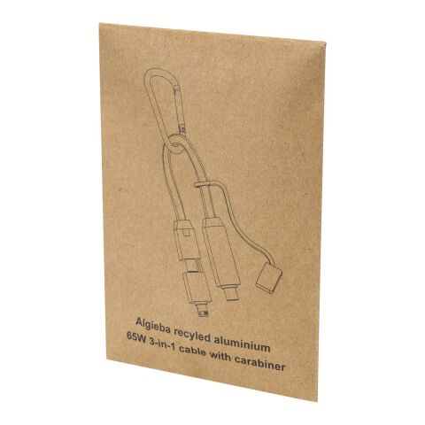 Algieba 65 W 3-in-1-Ladekabel aus recyceltem Aluminium mit Karabinerhaken schwarz