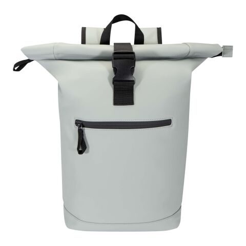 Resi Plus 15" GRS-recycelter Rolltop Rucksack 18 L  grau | 1-farbiger Stickerei | Vorderseite | 60 mm x 60 mm | Nicht verfügbar
