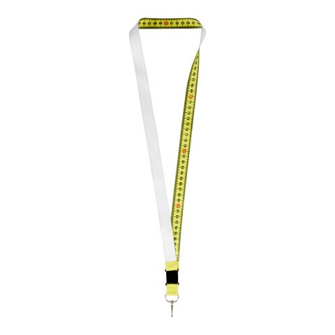 Isla 1-Meter-Lanyard mit Sublimation mit Sicherheitsverschluss gelb-schwarz-weiss | Sublimation | Vorderseite | 1000 mm x 20 mm