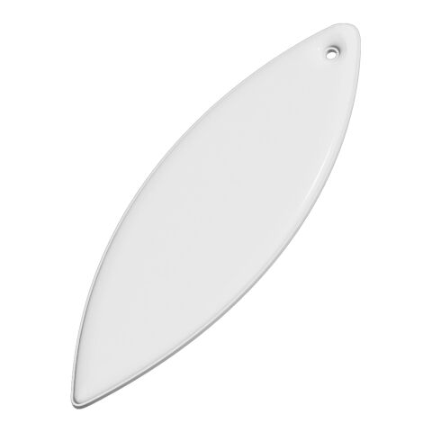 RFX™ ellipsenförmiger reflektierender PVC-Aufhänger weiss | Not applicable | 1-farbiger Siebdruck | Vorderseite | 94 mm x 27 mm