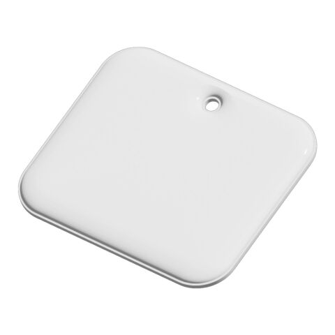 RFX™ rechteckiger reflektierender XL-PVC-Aufhänger weiß | 1-farbiger Siebdruck | Vorderseite | 46 mm x 37 mm