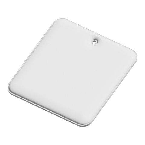 RFX™ quadratischer reflektierender PVC-Aufhänger weiß | 1-farbiger Siebdruck | Vorderseite | 39 mm x 39 mm