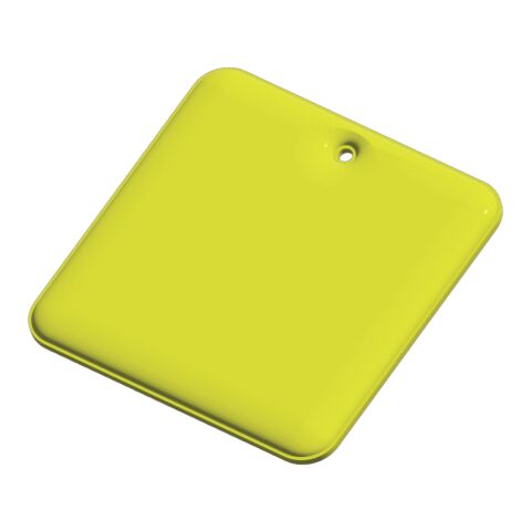 RFX™ quadratischer reflektierender PVC-Aufhänger neongelb | Nicht verfügbar | 1-farbiger Siebdruck | Vorderseite | 39 mm x 39 mm