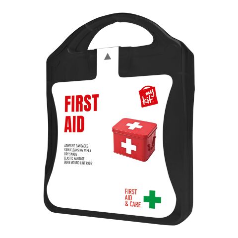 mykit, first aid, kit transparent schwarz | 1-farbiger Digitaler Aufkleber | Vorderseite | 90 mm x 127 mm