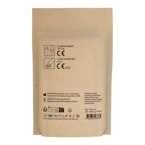 MiniKit Erste-Hilfe in Papierhülle Kraftpapier | Nicht verfügbar | Digitaldruck | Vorderseite | 80 mm x 67 mm