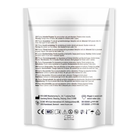 10 Stück individuell gestaltbare Pflaster mit vollfarbig bedrucktem Papiertasche weiß | Digitaldruck | Vorderseite | 74 mm x 125 mm