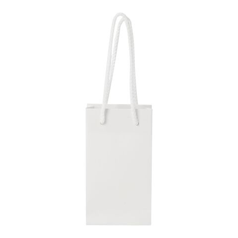 Handgefertigte 170 g/m² Integra-Papiertüte mit Kordelgriffen – klein weiß | 1-farbiger Lithografie | Gehäuse | 95 mm x 170 mm