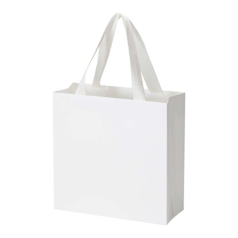 Smartfold Papiertüte, 230 g/m², mit Bandgriffen und Glanzlaminierung – 24 x 10 x 24 cm weiß