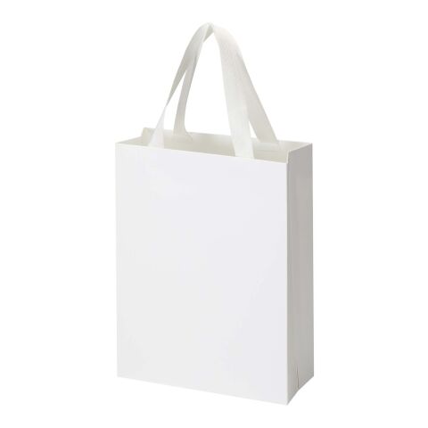 Smartfold Papiertüte, 230 g/m², mit Bandgriffen und Glanzlaminierung – 24 x 10 x 32 cm weiß