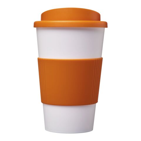 Americano® 350 ml Isolierbecher mit Schutzring und Schraubverschluss weiss-orange | ohne Werbeanbringung | Nicht verfügbar | Nicht verfügbar