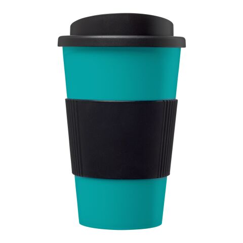 Americano® 350 ml Isolierbecher mit Schutzring und Schraubverschluss aquablau-schwarz | ohne Werbeanbringung | Nicht verfügbar | Nicht verfügbar