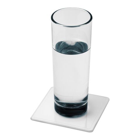 Renzo quadratischer Kunststoffuntersetzer weiß | ohne Werbeanbringung | Nicht verfügbar | Nicht verfügbar