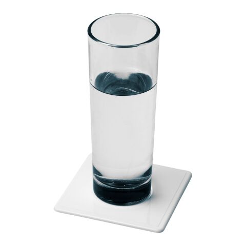 Renzo quadratischer Kunststoffuntersetzer weiss | ohne Werbeanbringung | Nicht verfügbar | Nicht verfügbar