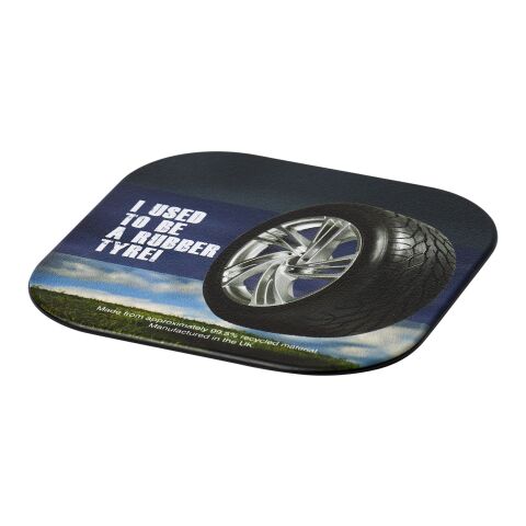 Brite-Mat® quadratischer Untersetzer mit Reifenmaterial schwarz | ohne Werbeanbringung | Nicht verfügbar | Nicht verfügbar