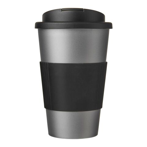 Americano® 350 ml Isolierbecher mit Schutzring &amp; auslaufsicherem Schraubverschluss silber-schwarz | ohne Werbeanbringung | Nicht verfügbar | Nicht verfügbar