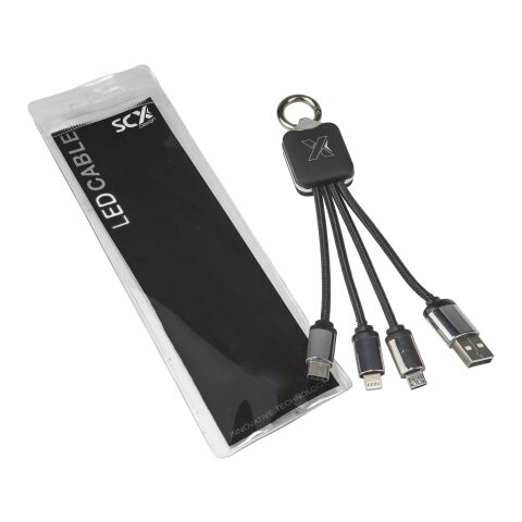 SCX.design C15 Quatro Ladekabel mit Leuchtlogo Standard | blau-schwarz | ohne Werbeanbringung | Nicht verfügbar | Nicht verfügbar