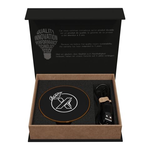 SCX.design W13 kabellose Ladestation aus Holz mit Leuchtlogo Standard | braun | ohne Werbeanbringung | Nicht verfügbar | Nicht verfügbar