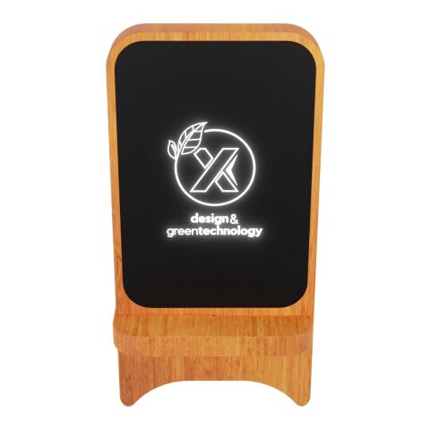 SCX.design W16 kabelloser 10-Watt-Ladeständer aus Holz mit Leuchtlogo Standard | holz | ohne Werbeanbringung | Nicht verfügbar | Nicht verfügbar