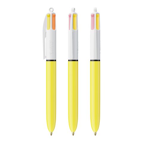BIC® 4 Colours Sun Weiß-gelb | 1-farbiger Siebdruck | Schaft-Clipverlängerung | 30.00 mm x 43.00 mm