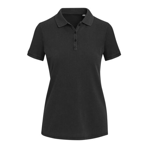 Calgary Poloshirt für Damen im Washed Look, 200 g/m2 Standard | schwarz | S | ohne Werbeanbringung | Nicht verfügbar | Nicht verfügbar | Nicht verfügbar
