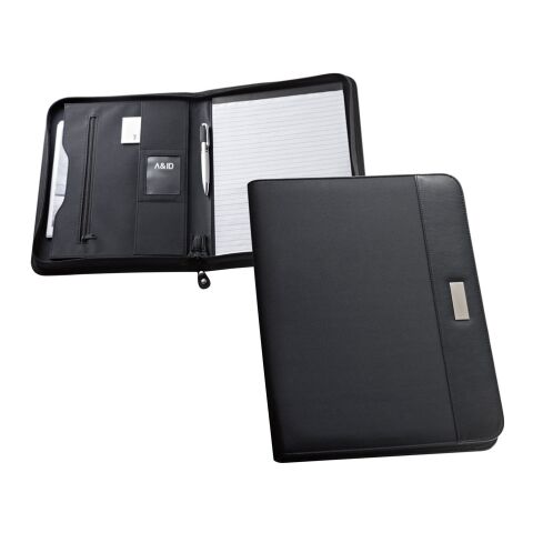PASZO. A4 Schreibmappe aus PU und Mikrofaser mit linierten Schreibblock Schwarz | ohne Werbeanbringung | Liniert | A4