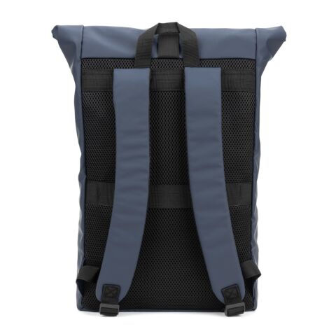 PORTLAND. Roll-Top-Rucksack aus PU mit Laptopfach, 16“ Blau