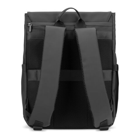 AZORES BAG. Laptop-Rucksack (16") aus PU, mit Klappe, die alle Fächer abdeckt schwarz
