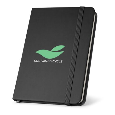 CAMPUS. A5 Notizbuch mit festem Einband aus PU (35% recycelt) mit linierten Seiten aus 100 % recyceltem schwarz | ohne Werbeanbringung | Nicht verfügbar | Nicht verfügbar | Nicht verfügbar