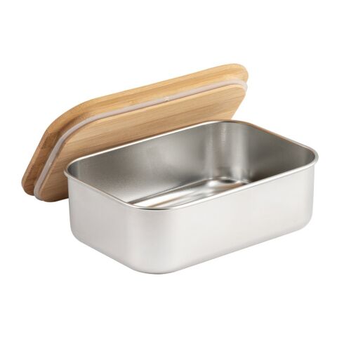SHINO. Frischhaltebox (800 mL) aus Edelstahl und Deckel aus Bambus Beige | ohne Werbeanbringung