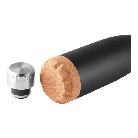 SOLBERG. Thermoskanne aus Edelstahl und Korkboden, 560 ml Schwarz | ohne Werbeanbringung