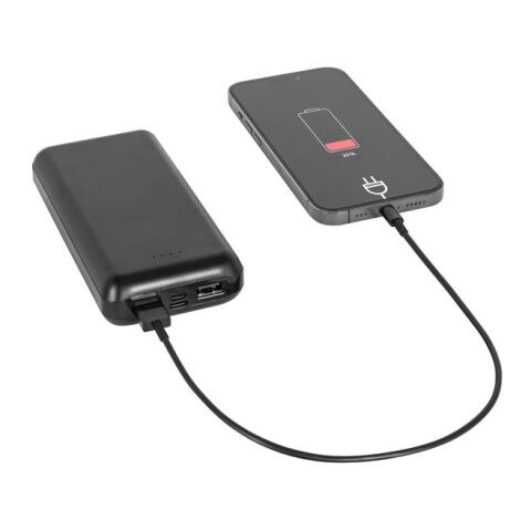 LEAKEY 20. Powerbank 20&#039;000 mAh aus recyceltem ABS (100% rABS) Schwarz | ohne Werbeanbringung