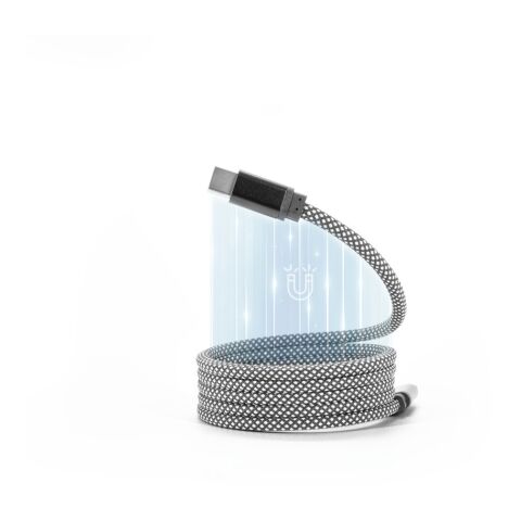 NADELLA. USB-C-zu-USB-C-Kabel mit geflochtenem Polyesterkabel (60 W) und einem Magnetsystem zum einfachen Aufwickeln schwarz