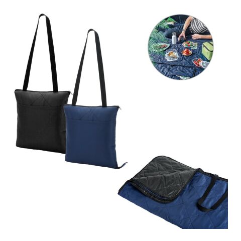 GRADY. Faltbare Picknick-Decke aus rPET und PEVA Schwarz | ohne Werbeanbringung