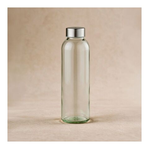 Lima Glasflasche 530ml. Mit silbernem Deckel Durchsichtig