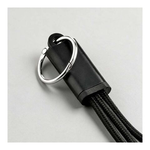Lavoisier 3-in-1 Ladekabel aus recy. PVC, 10 W, mit Schlüsselring Schwarz