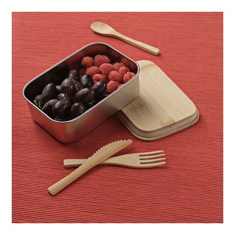 Warhol Lunchbox recy.Edelstahl, 740 ml, mit integriertem Besteck Silber | ohne Werbeanbringung | Nicht verfügbar | Nicht verfügbar | Nicht verfügbar