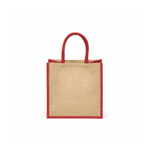 Nuptse Einkaufstasche aus Jute, 34cm Henkel Rot