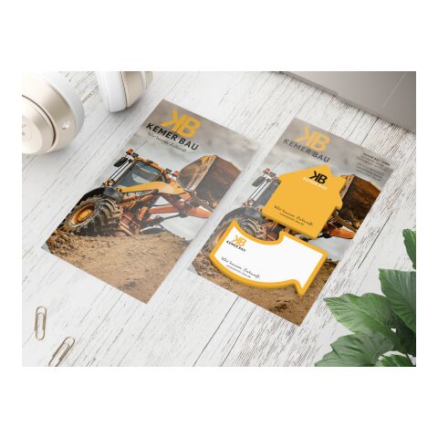 Haftnotiz-Karte Note-Card Form 2 Haftnotizblöcke formgestanzt Trägerkarte 110 × 200 mm | ohne Werbeanbringung | ohne Werbeanbringung | ohne Werbeanbringung | Haus – Pfeil