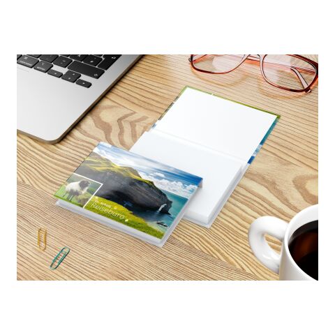 Haftnotizblock Hardcover Dublin Format mittelgroß 100 Haftzettel 105 × 78 mm | Nicht verfügbar | ohne Werbeanbringung | weiß | matt