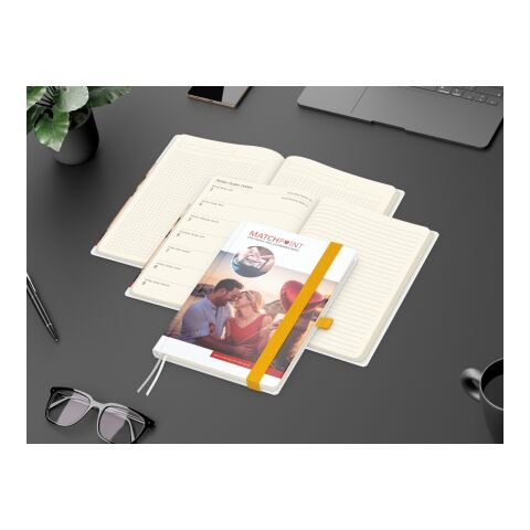 Wochenkalender links + Notizen rechts Match-Hybrid Papier-Hardcover A5 Gelb | DIN A5 | ohne Werbeanbringung | Papier glänzend