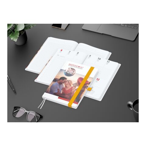 Wochenkalender vorne + Notizen hinten Match-Hybrid Papier-Hardcover Gelb | DIN A5 | ohne Werbeanbringung | Papier matt