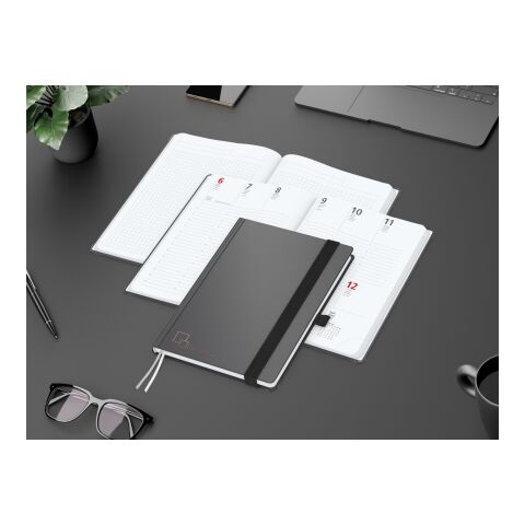 Wochenkalender vorne + Notizen hinten Vision-Hybrid Kunstleder-Hardcover A5 Anthrazit | DIN A5 | Kupferprägung | Kupferprägung inkl.