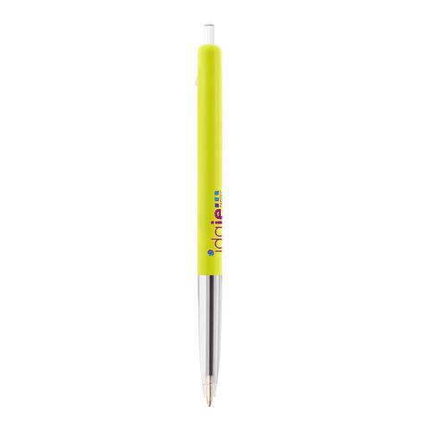 BIC® M10® Clic Druckkugelschreiber Hellgelb | 1-farbiger Siebdruck | Schaft-Rechts vom Clip | 8.00 mm x 42.00 mm