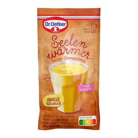 Dr. Oetker Tassenpudding in Werbeklappkarte Digitaldruck | Vanille