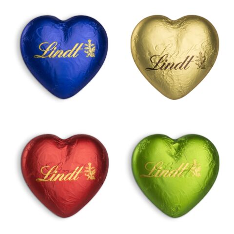 Werbekarte mit Lindt Schokoladen Herz 20 g blau | ohne Werbeanbringung