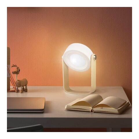 Coollux Multifunktions-LED-Lampe mit Bambusgriff Weiss | 1-farbiger Tampondruck | rechts vom Henkel | 65 mm x 30 mm