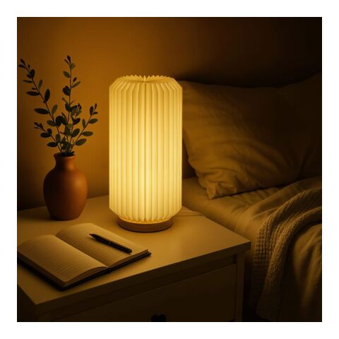 Coollux faltbare Papier-LED-Lampe Aurora Tall auf Holzsockel, 32cm Natur | Gravur | Sockel der Lampe | 80 mm x 15 mm